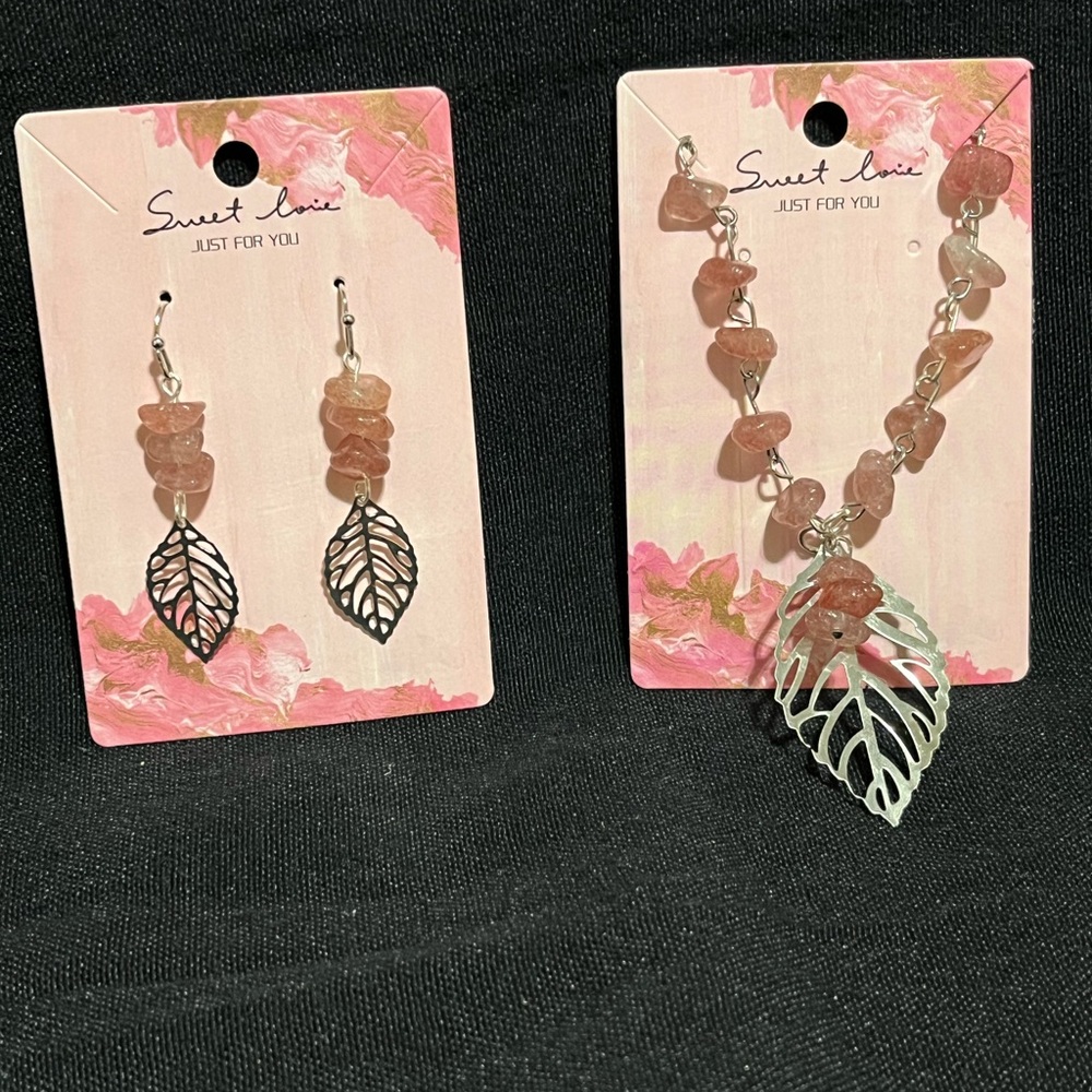 Pink Leaf jewelry set